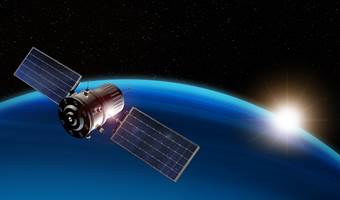 3D Illustration Of Satellite Orbiting The Earth P2X8FTJ